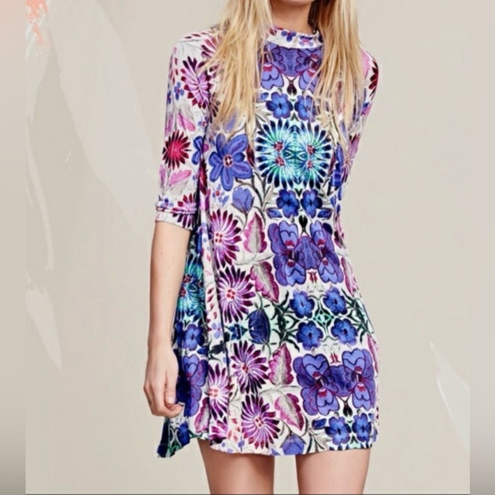 Free People New Romantics Fiesta Floral purple swing dress, XS